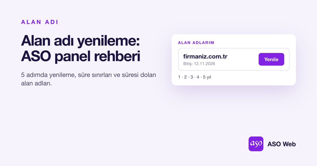 ASO Panelinde Alan Adı Yenileme Butonu