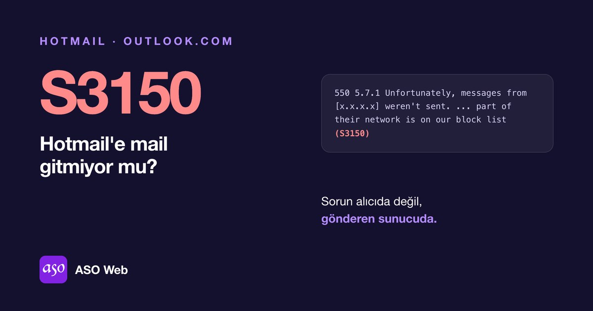 Hotmail S3150 Hatası: 550 5.7.1 Block List Mesajı Ve çözümü
