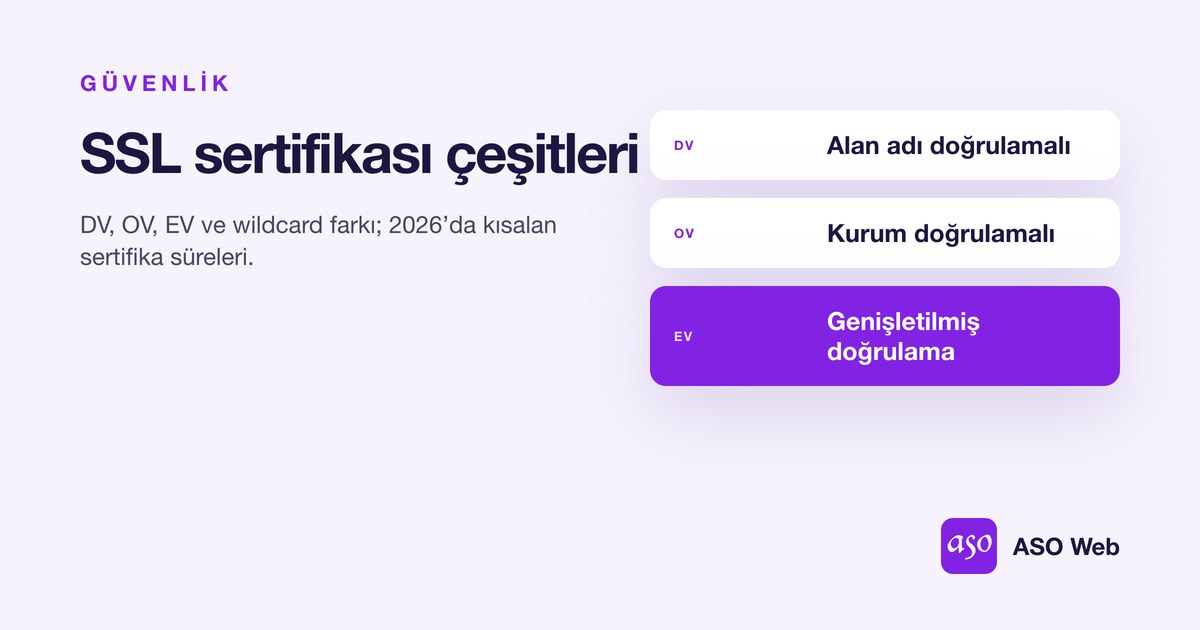 SSL Sertifikası çeşitleri: DV, OV Ve EV