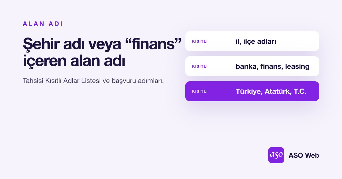 Tahsisi Kısıtlı Alan Adı örnekleri