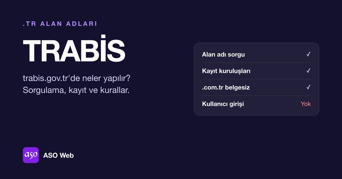 TRABİS Nedir: Trabis.gov.tr Alan Adı Sorgu, Kayıt Kuruluşları, Belgesiz .com.tr