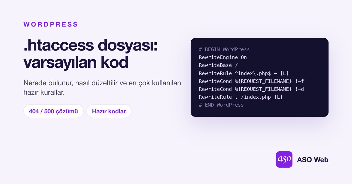 Varsayılan WordPress .htaccess Kodu